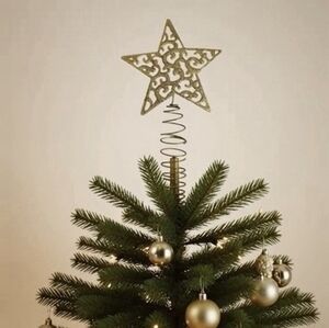 Gold Glitter Filigree Star Christmas Tree Topper VG
